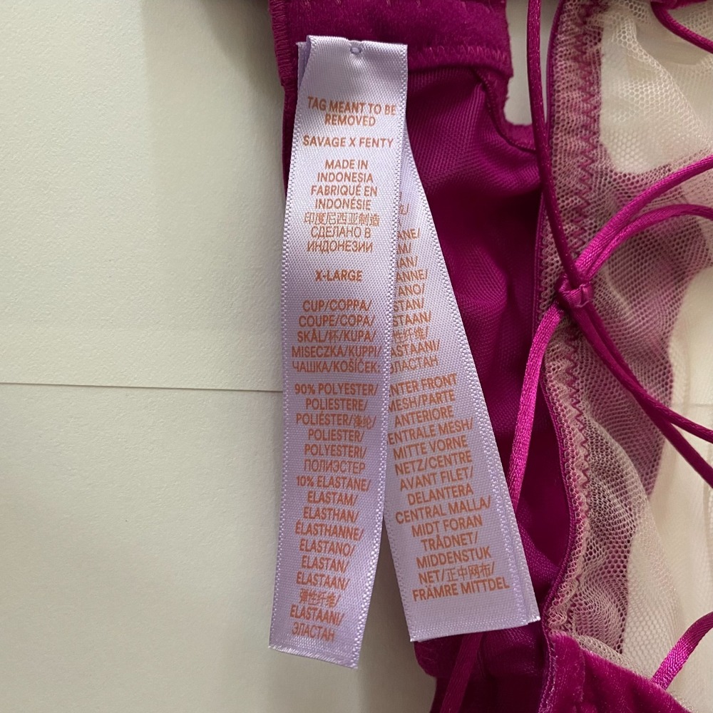 Savage X Fenty Velvet Vixen Lace-Up Bralette Size XL Burgundy - Picture 9 of 9